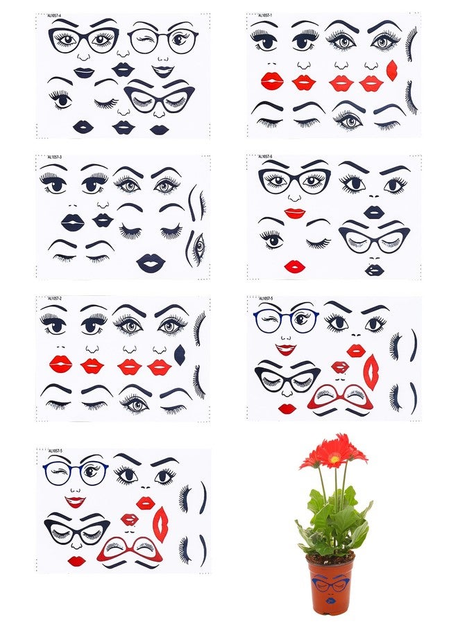 NICENEEDED NICENEEEDED 12 PCS Facial Features Sticker, Make a Face Stickers for Crafts Lips Mouth Eyes Eyebrows Nose Flower Pots Decor, Funny Vinyl Faces Decals for Holiday Halloween Party Supplies DIY - Image 1